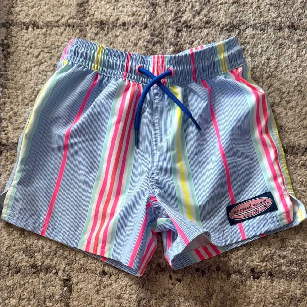 Vineyard Vines Pastel Stripe Boys' Swim Shorts - Blue, Pink, Yellow, Green